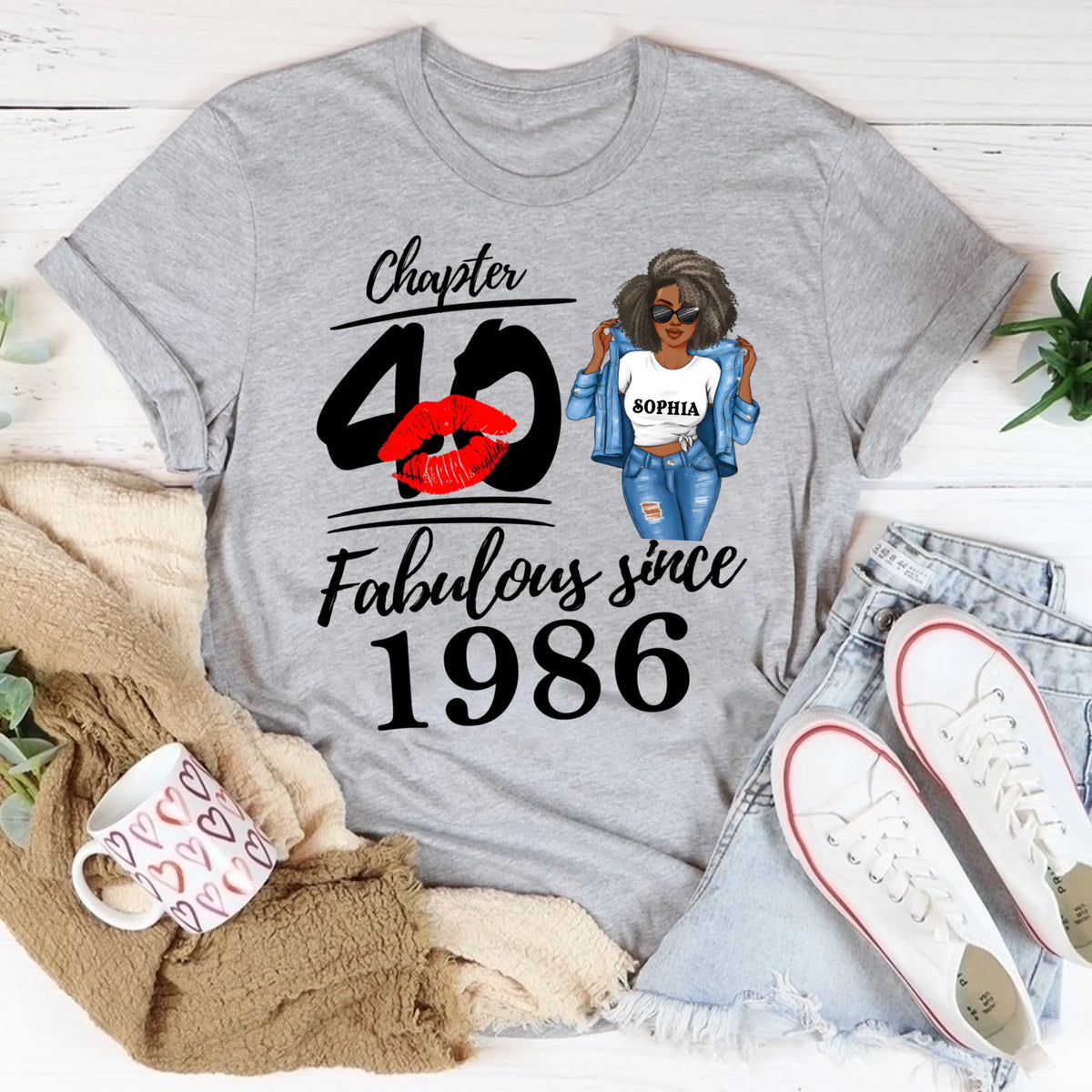 Chapter 40, Fabulous Since 1986 40th Birthday Unique T Shirt For Woman, Custom Birthday Shirt, Her Gifts For 40 Years Old , Turning 40 Birthday Cotton Shirt