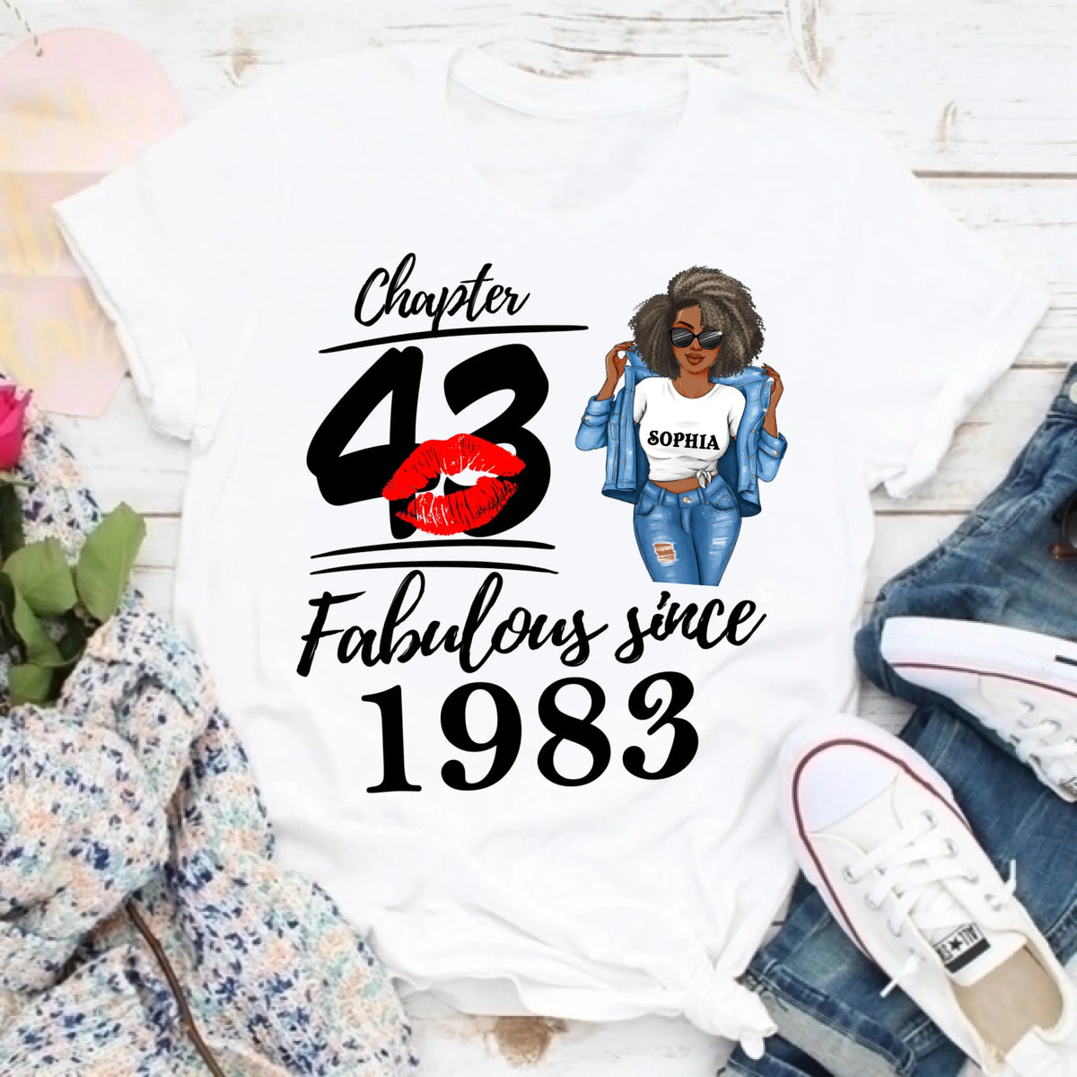 Chapter 43, Fabulous Since 1983 43th Birthday Unique T Shirt For Woman, Custom Birthday Shirt, Her Gifts For 43 Years Old , Turning 43 Birthday Cotton Shirt