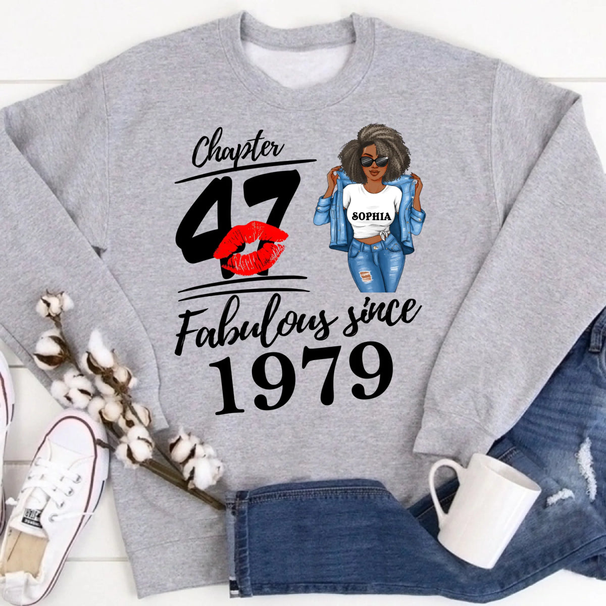 Chapter 47, Fabulous Since 1979 47th Birthday Unique T Shirt For Woman, Custom Birthday Shirt, Her Gifts For 47 Years Old , Turning 47 Birthday Cotton Shirt