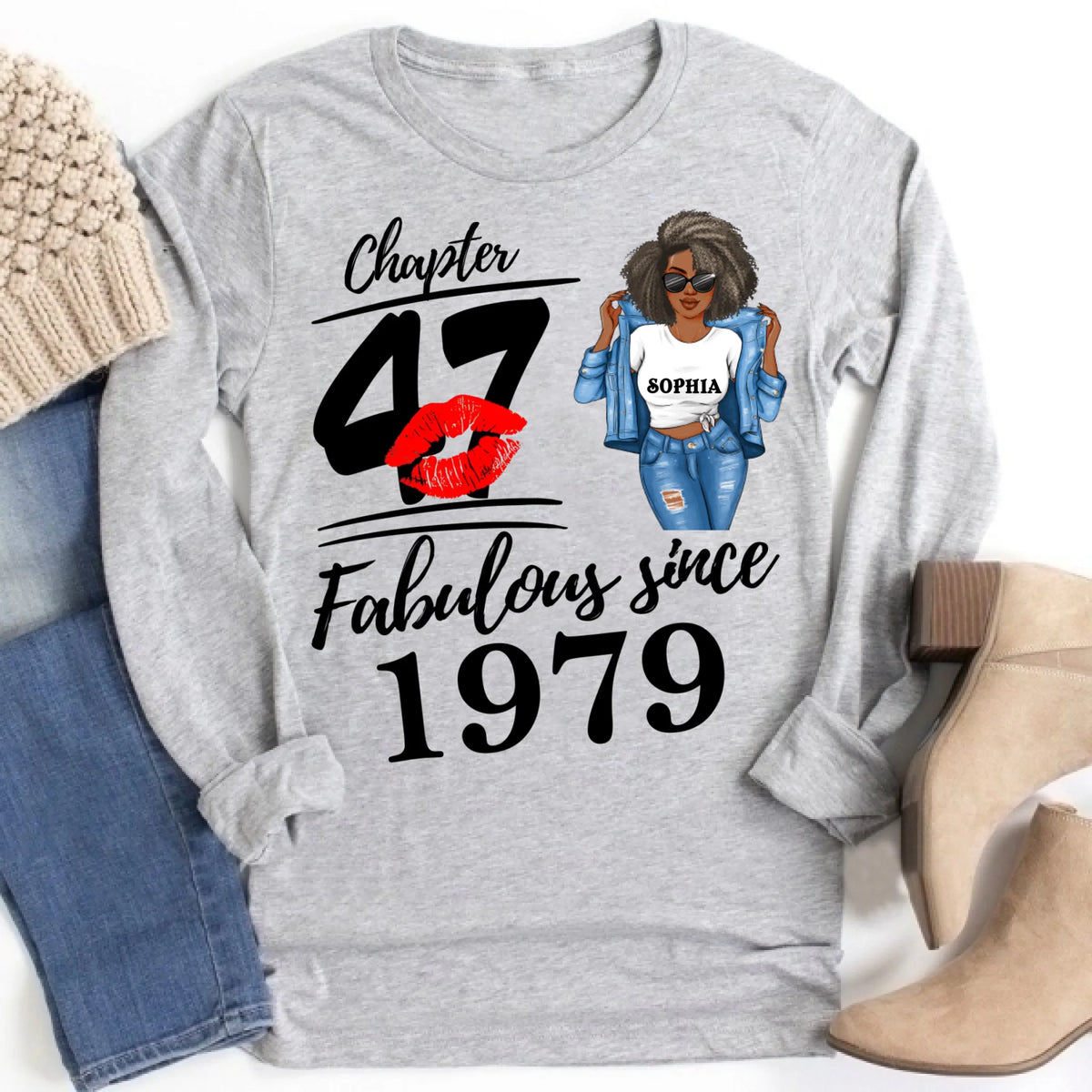Chapter 47, Fabulous Since 1979 47th Birthday Unique T Shirt For Woman, Custom Birthday Shirt, Her Gifts For 47 Years Old , Turning 47 Birthday Cotton Shirt