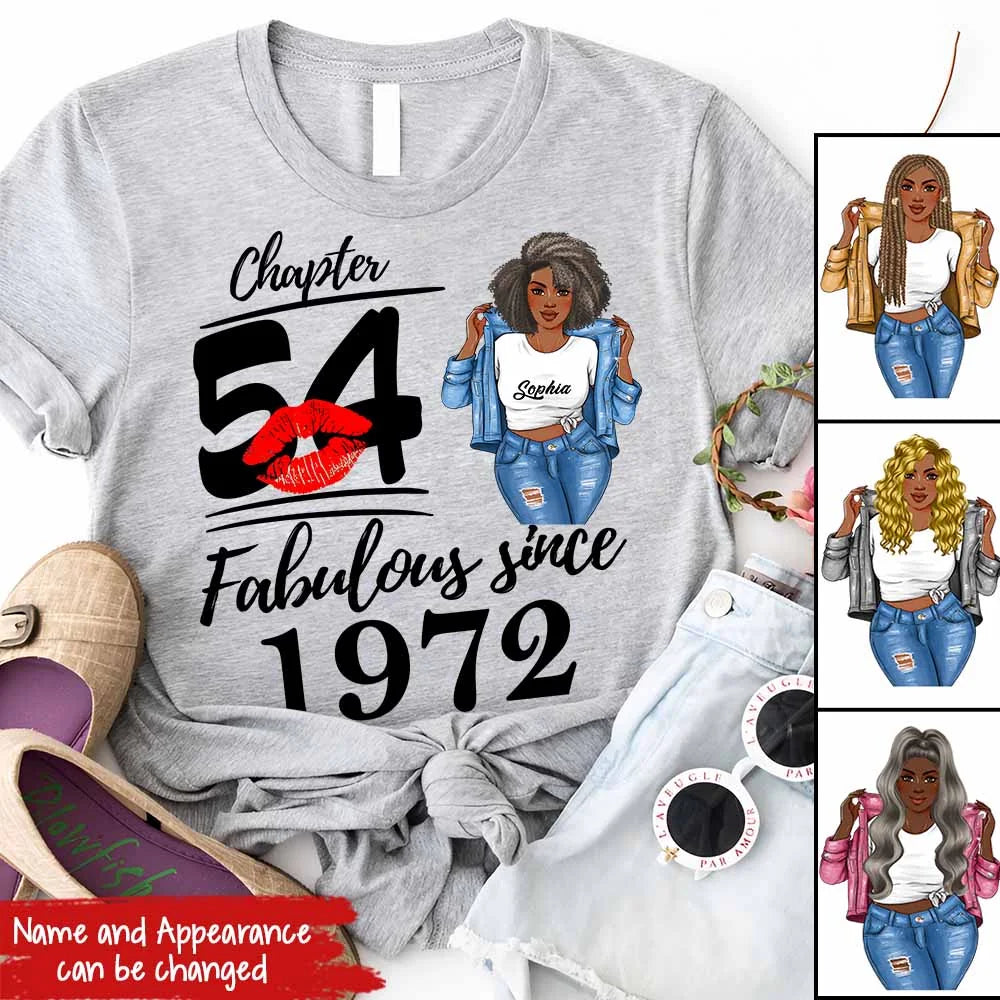 Chapter 54, Fabulous Since 1972 54th Birthday Unique T Shirt For Woman, Custom Birthday Shirt, Her Gifts For 54 Years Old , Turning 54 Birthday Cotton Shirt