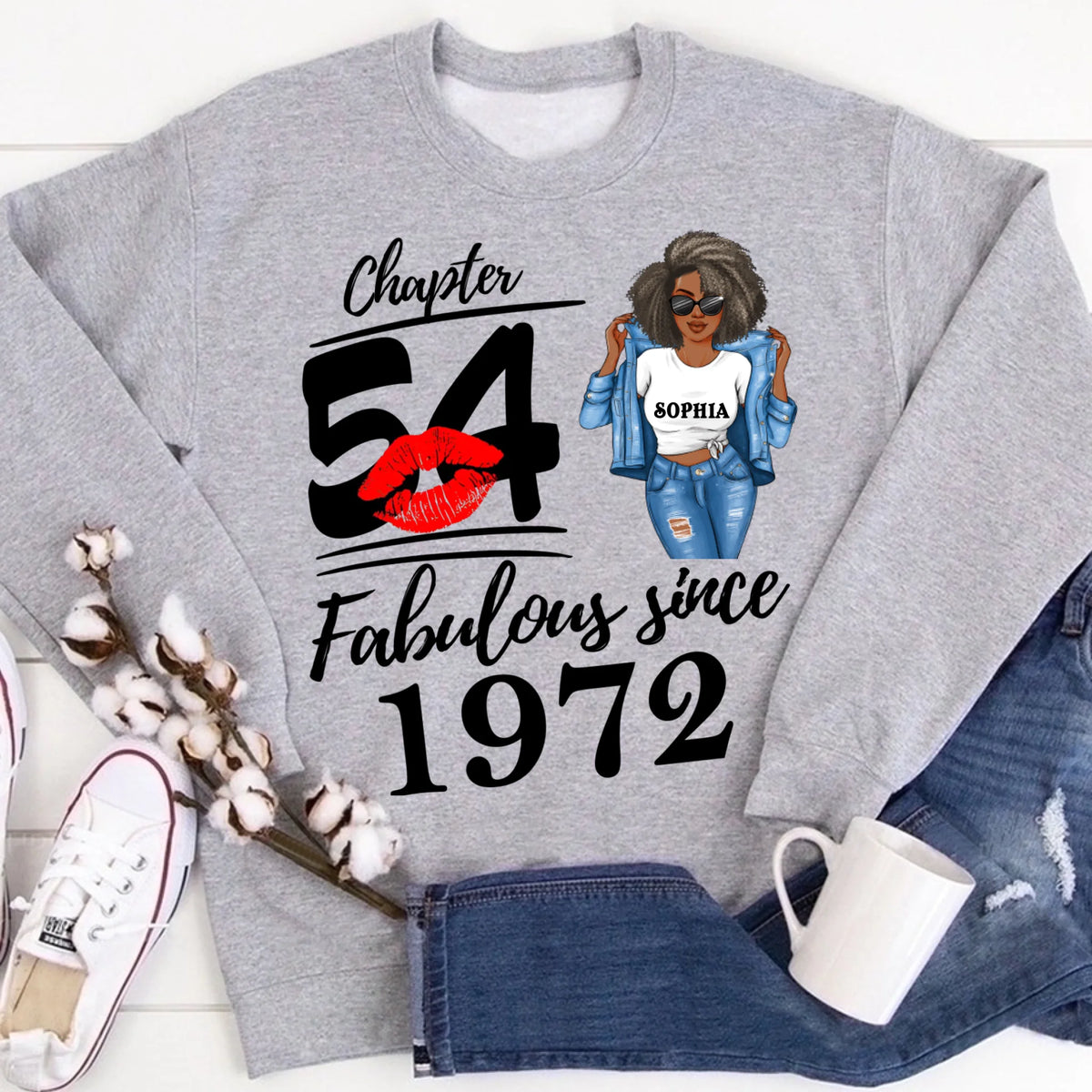 Chapter 54, Fabulous Since 1972 54th Birthday Unique T Shirt For Woman, Custom Birthday Shirt, Her Gifts For 54 Years Old , Turning 54 Birthday Cotton Shirt