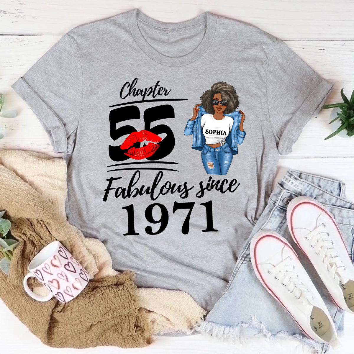 Chapter 55, Fabulous Since 1971 55th Birthday Unique T Shirt For Woman, Custom Birthday Shirt, Her Gifts For 55 Years Old , Turning 55 Birthday Cotton Shirt