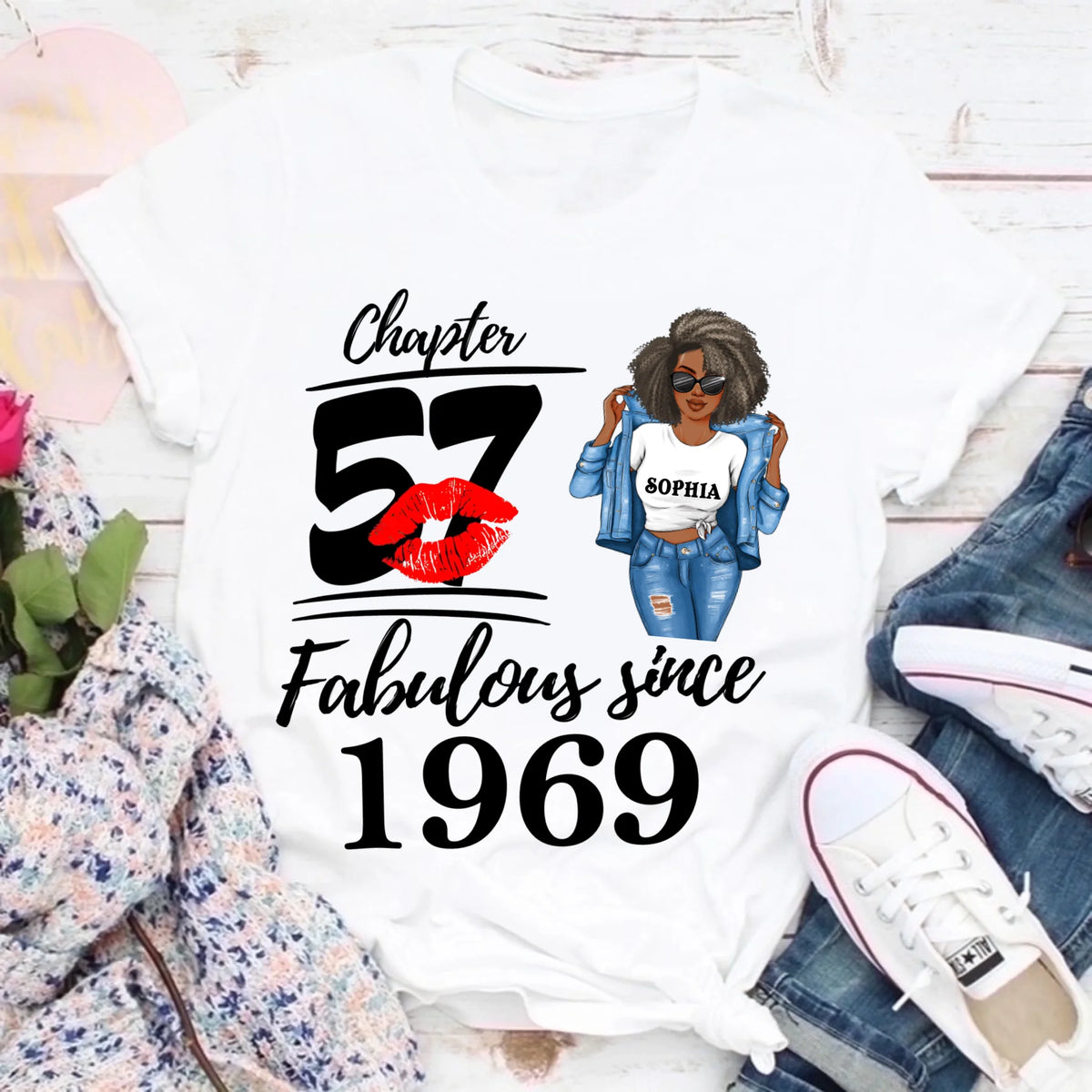 Chapter 57, Fabulous Since 1969 57th Birthday Unique T Shirt For Woman, Custom Birthday Shirt, Her Gifts For 57 Years Old , Turning 57 Birthday Cotton Shirt