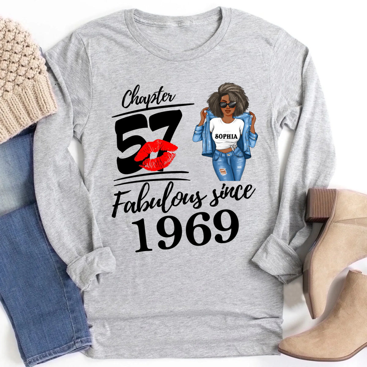 Chapter 57, Fabulous Since 1969 57th Birthday Unique T Shirt For Woman, Custom Birthday Shirt, Her Gifts For 57 Years Old , Turning 57 Birthday Cotton Shirt
