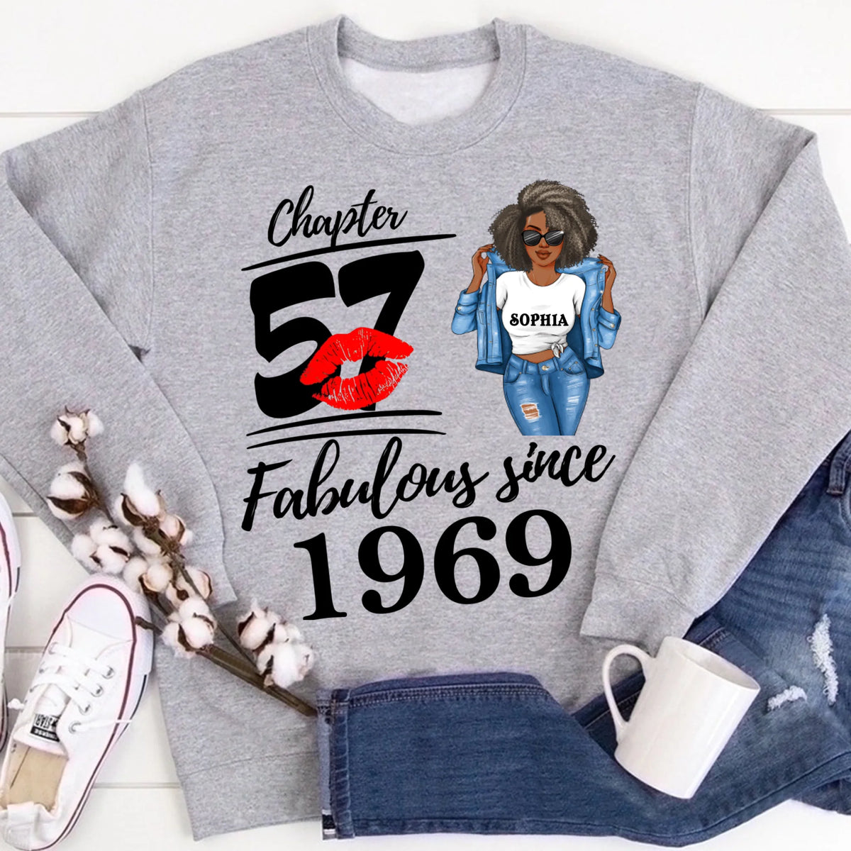 Chapter 57, Fabulous Since 1969 57th Birthday Unique T Shirt For Woman, Custom Birthday Shirt, Her Gifts For 57 Years Old , Turning 57 Birthday Cotton Shirt