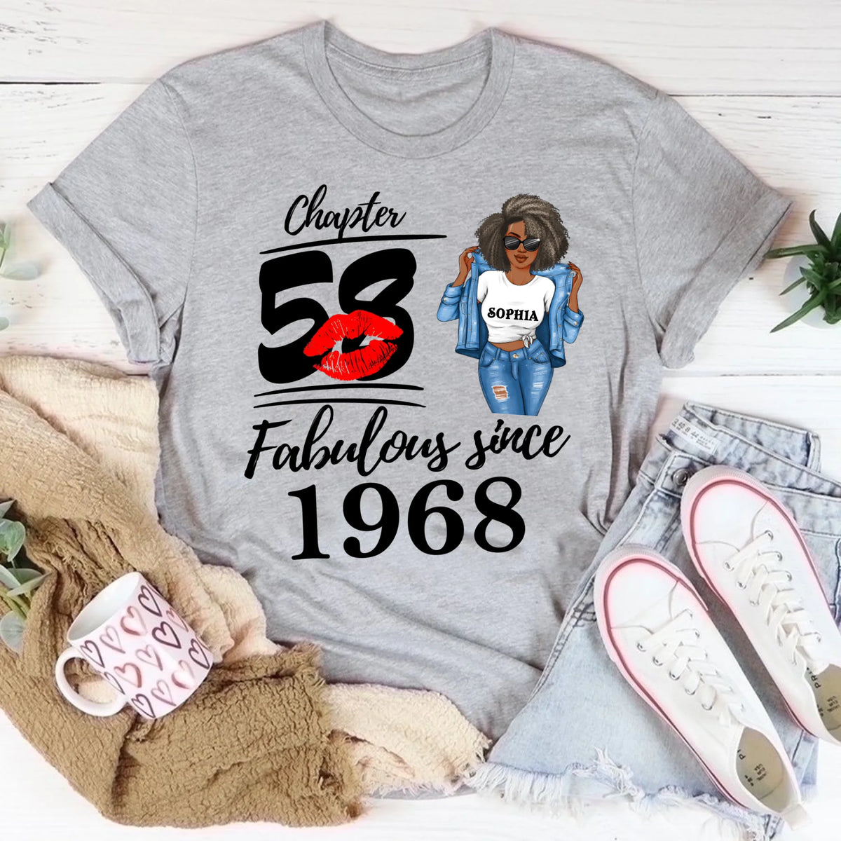 Chapter 58, Fabulous Since 1968 58th Birthday Unique T Shirt For Woman, Custom Birthday Shirt, Her Gifts For 58 Years Old , Turning 58 Birthday Cotton Shirt
