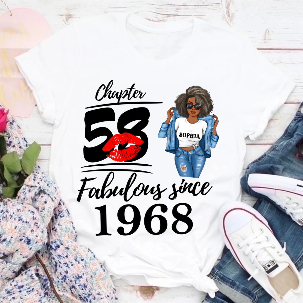 Chapter 58, Fabulous Since 1968 58th Birthday Unique T Shirt For Woman, Custom Birthday Shirt, Her Gifts For 58 Years Old , Turning 58 Birthday Cotton Shirt
