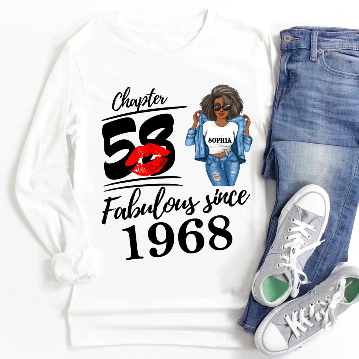 Chapter 58, Fabulous Since 1968 58th Birthday Unique T Shirt For Woman, Custom Birthday Shirt, Her Gifts For 58 Years Old , Turning 58 Birthday Cotton Shirt