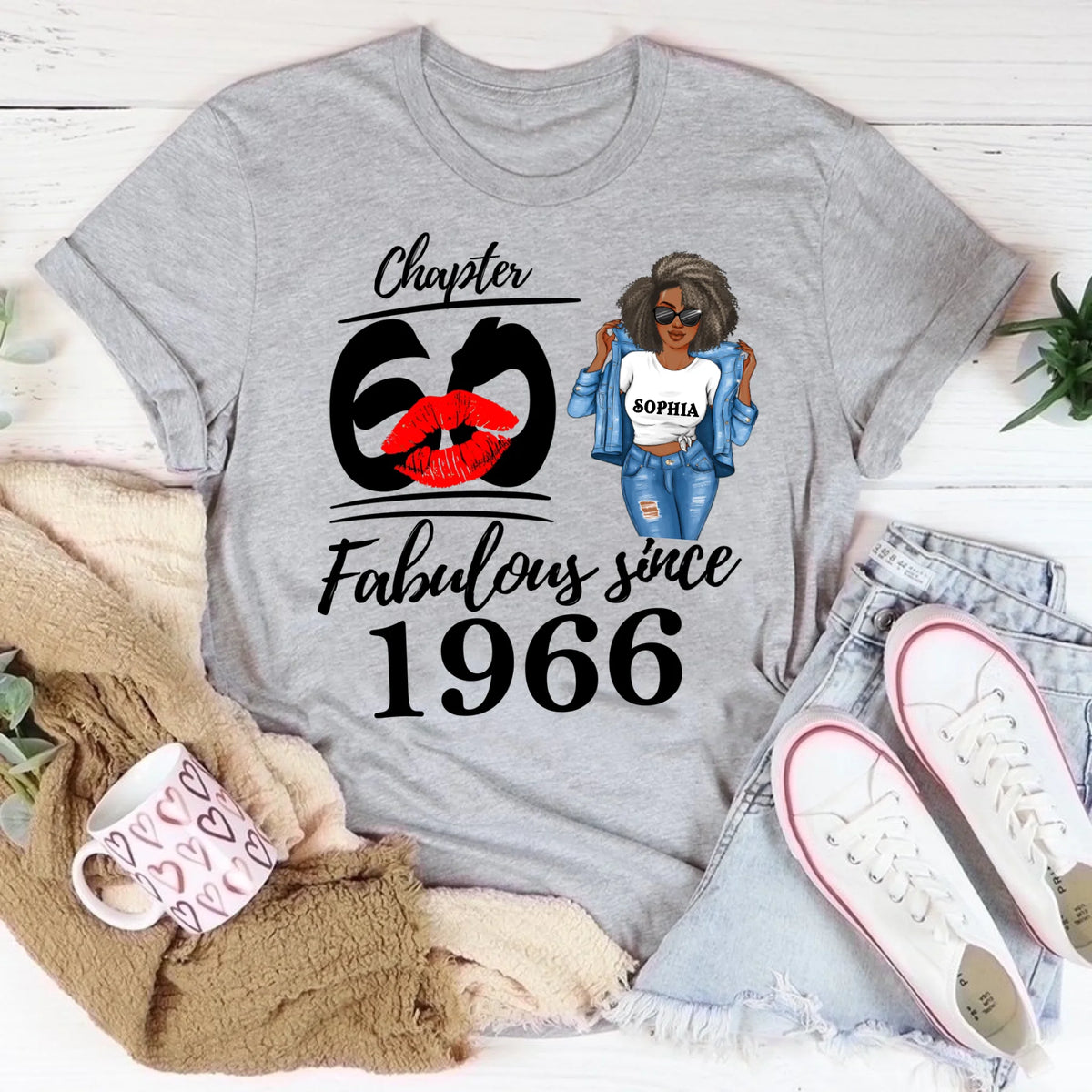 Chapter 60, Fabulous Since 1966 60th Birthday Unique T Shirt For Woman, Custom Birthday Shirt, Her Gifts For 60 Years Old , Turning 60 Birthday Cotton Shirt