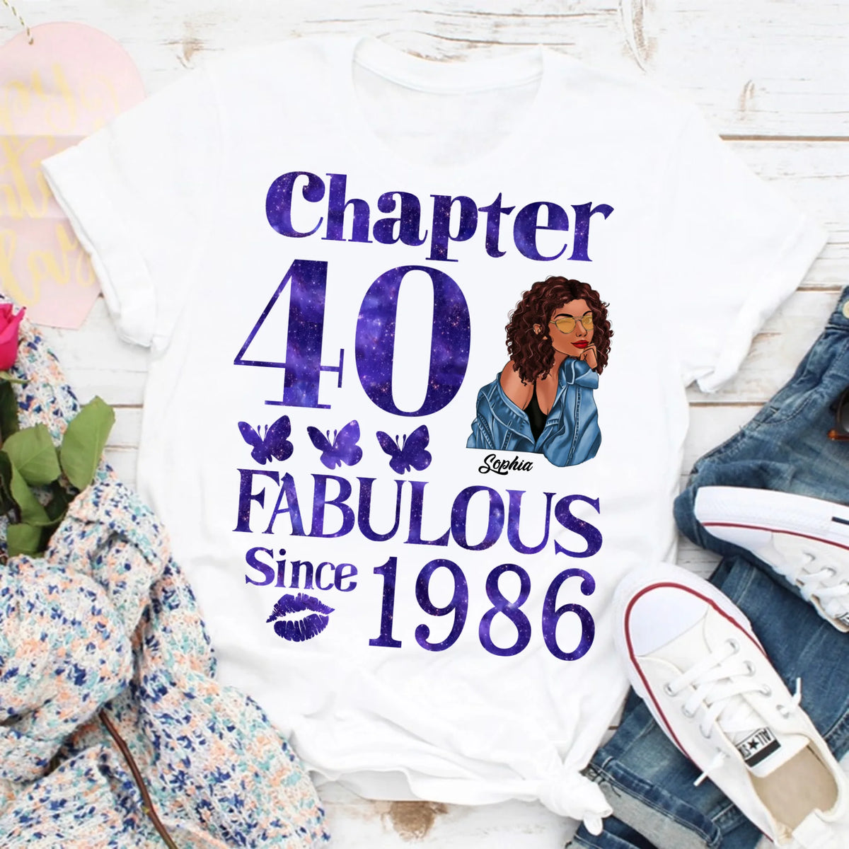 Chapter 40, Fabulous Since 1986 40th Birthday Unique T Shirt For Woman, Custom Birthday Shirt, Her Gifts For 40 Years Old , Turning 40 Birthday Cotton Shirt