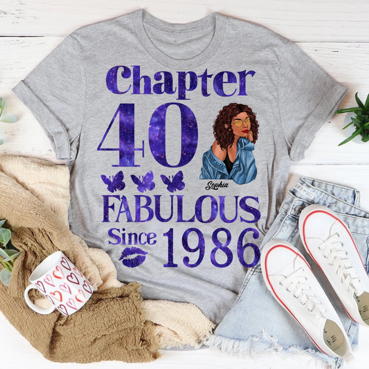 Chapter 40, Fabulous Since 1986 40th Birthday Unique T Shirt For Woman, Custom Birthday Shirt, Her Gifts For 40 Years Old , Turning 40 Birthday Cotton Shirt