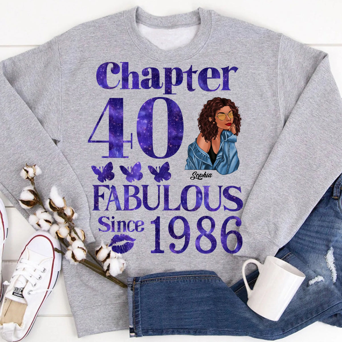Chapter 40, Fabulous Since 1986 40th Birthday Unique T Shirt For Woman, Custom Birthday Shirt, Her Gifts For 40 Years Old , Turning 40 Birthday Cotton Shirt