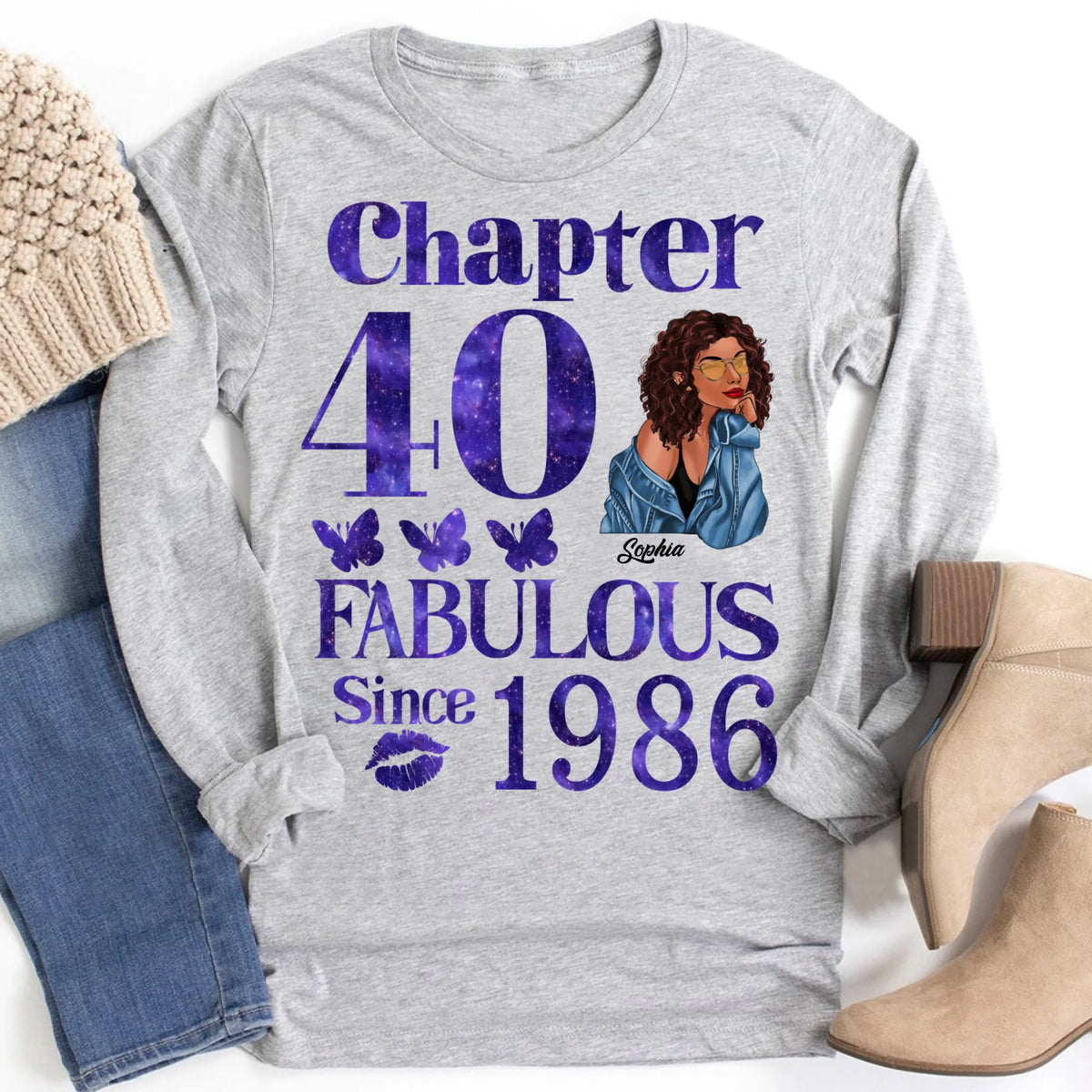 Chapter 40, Fabulous Since 1986 40th Birthday Unique T Shirt For Woman, Custom Birthday Shirt, Her Gifts For 40 Years Old , Turning 40 Birthday Cotton Shirt
