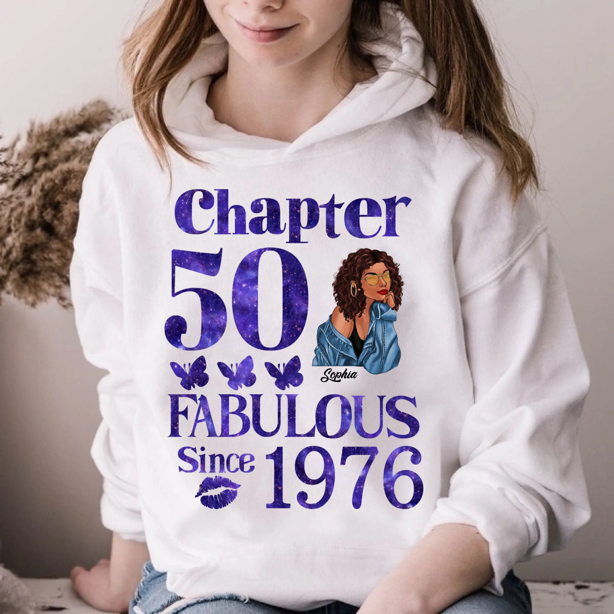 Chapter 50, Fabulous Since 1976 50th Birthday Unique T Shirt For Woman, Custom Birthday Shirt, Her Gifts For 50 Years Old , Turning 50 Birthday Cotton Shirt