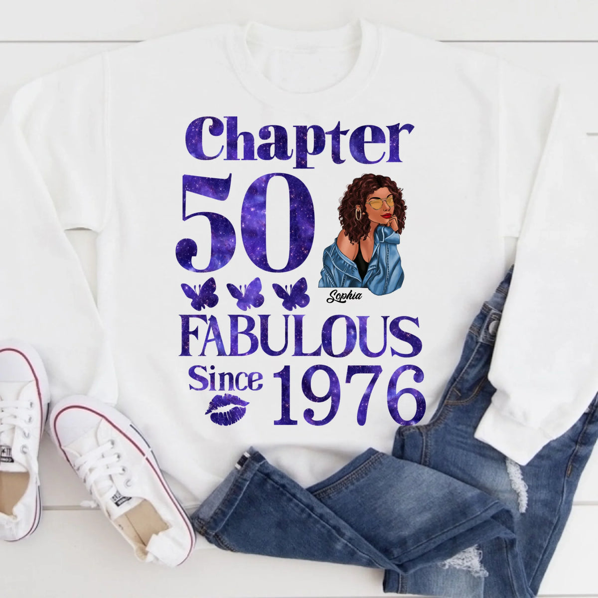 Chapter 50, Fabulous Since 1976 50th Birthday Unique T Shirt For Woman, Custom Birthday Shirt, Her Gifts For 50 Years Old , Turning 50 Birthday Cotton Shirt