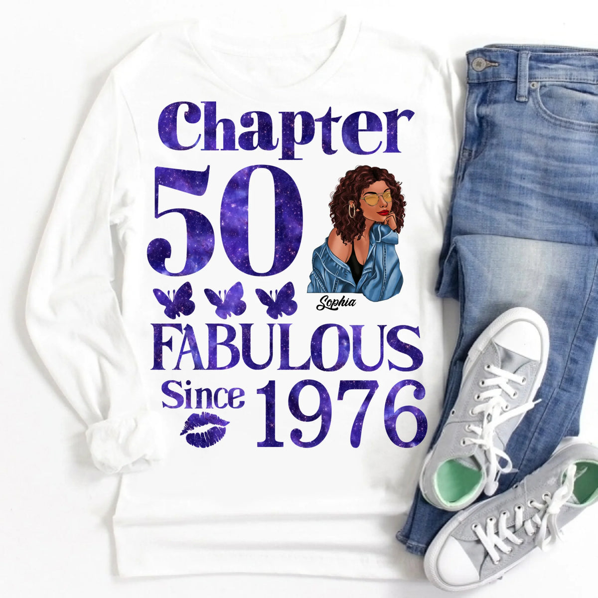 Chapter 50, Fabulous Since 1976 50th Birthday Unique T Shirt For Woman, Custom Birthday Shirt, Her Gifts For 50 Years Old , Turning 50 Birthday Cotton Shirt