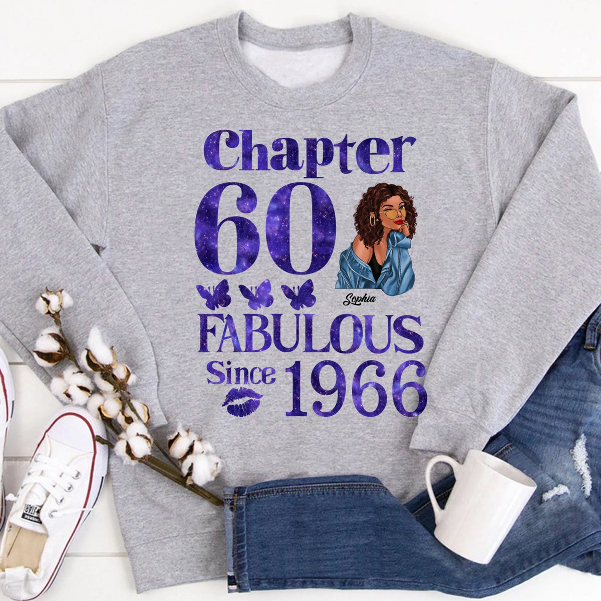 Chapter 60, Fabulous Since 1966 60th Birthday Unique T Shirt For Woman, Custom Birthday Shirt, Her Gifts For 60 Years Old , Turning 60 Birthday Cotton Shirt