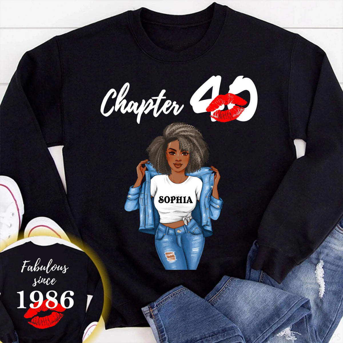 Personalized Birthday T Shirt, Chapter 40, Fabulous Since 1986 40th Birthday Unique T Shirt For Woman, Her Gifts For 40 Years Old, Turning 40 Birthday Cotton Shirt