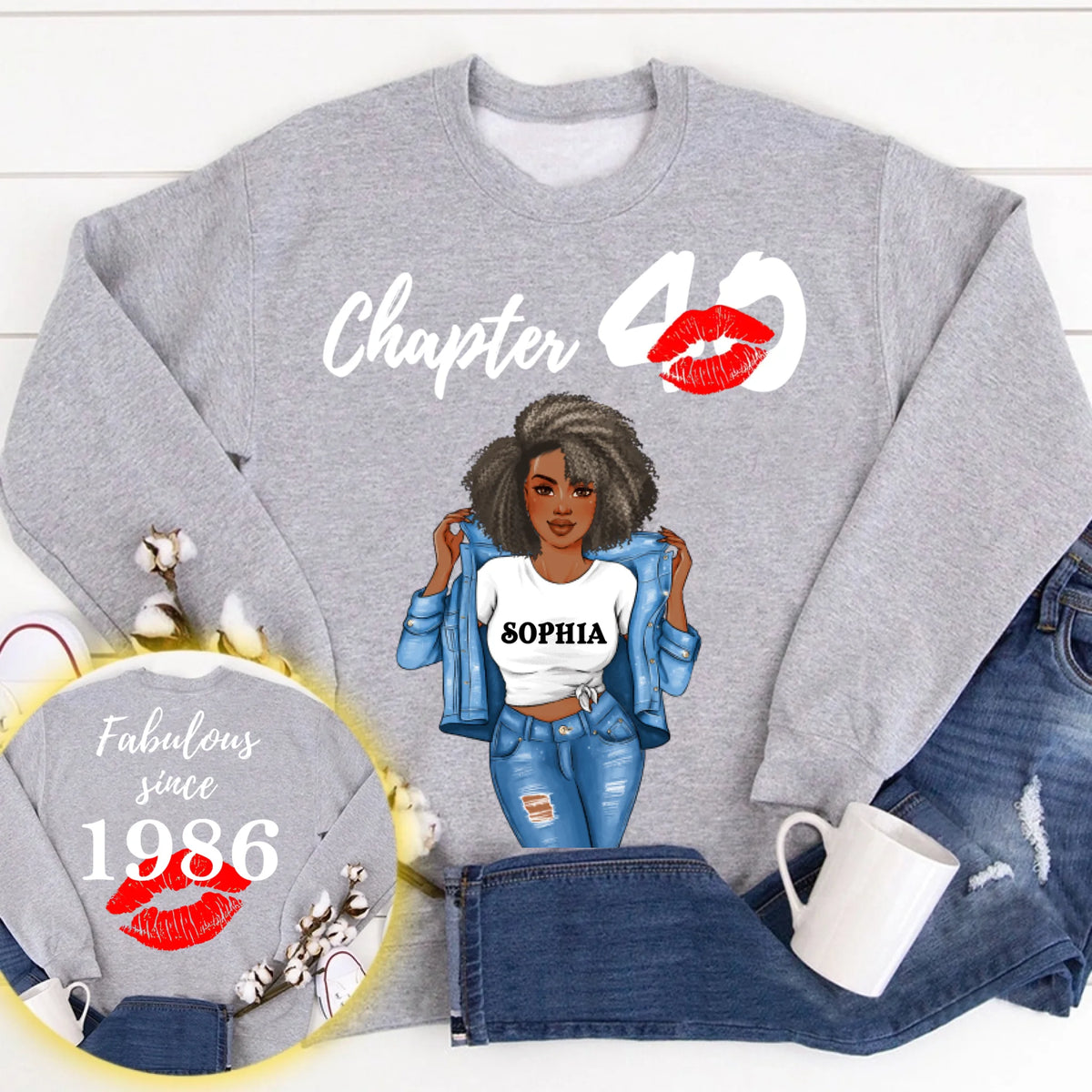 Personalized Birthday T Shirt, Chapter 40, Fabulous Since 1986 40th Birthday Unique T Shirt For Woman, Her Gifts For 40 Years Old, Turning 40 Birthday Cotton Shirt