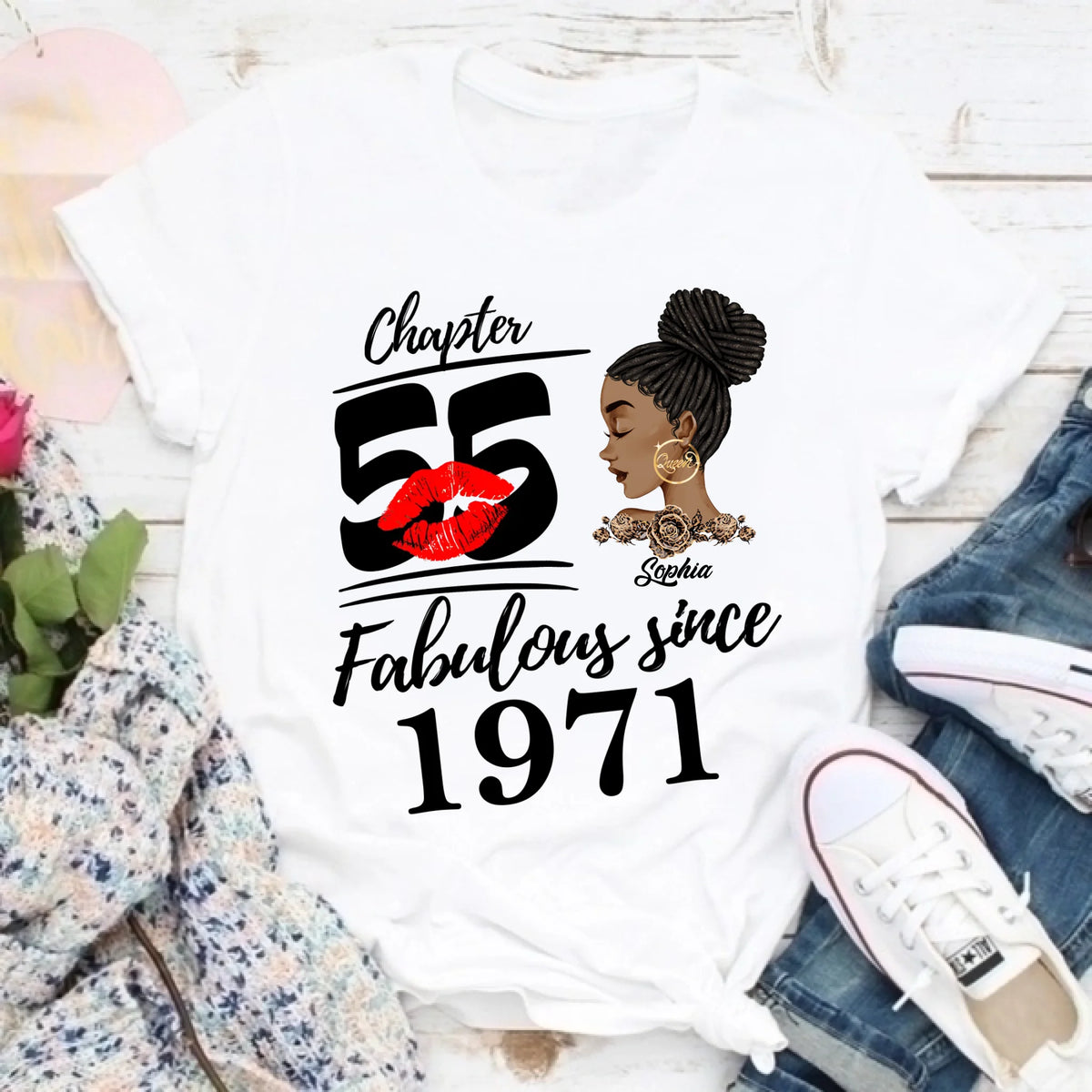 Custom Birthday Shirts, Chapter 55, Fabulous Since 1971 55th Birthday Unique T Shirt For Woman, Her Gifts For 55 Years Old, Turning 55 Birthday Cotton Shirt