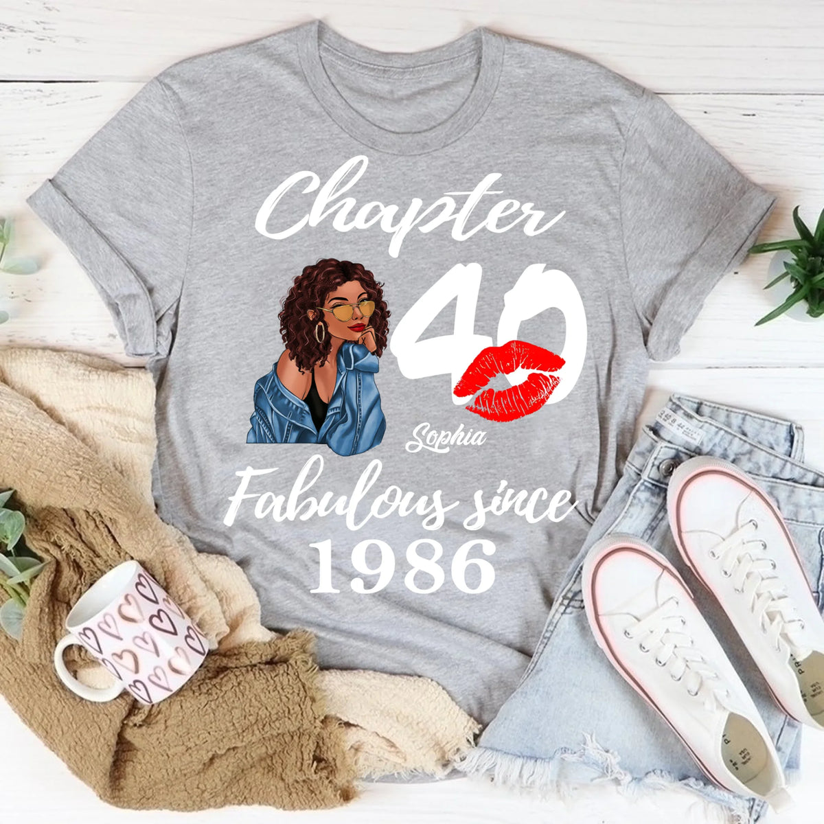 Chapter 40, Fabulous Since 1986 40th Birthday Unique T Shirt For Woman, Custom Birthday Shirt, Her Gifts For 40 Years Old , Turning 40 Birthday Cotton Shirt
