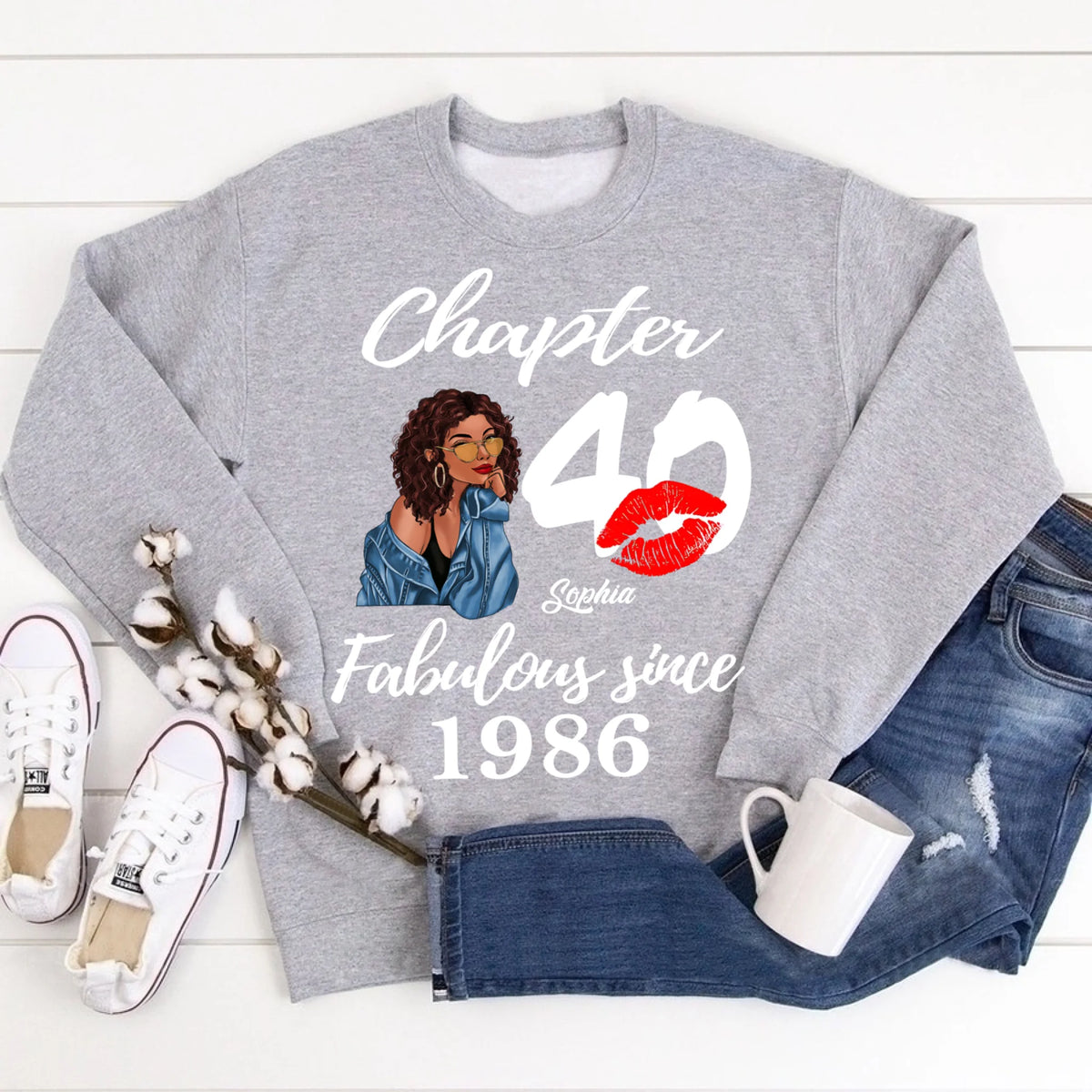 Chapter 40, Fabulous Since 1986 40th Birthday Unique T Shirt For Woman, Custom Birthday Shirt, Her Gifts For 40 Years Old , Turning 40 Birthday Cotton Shirt