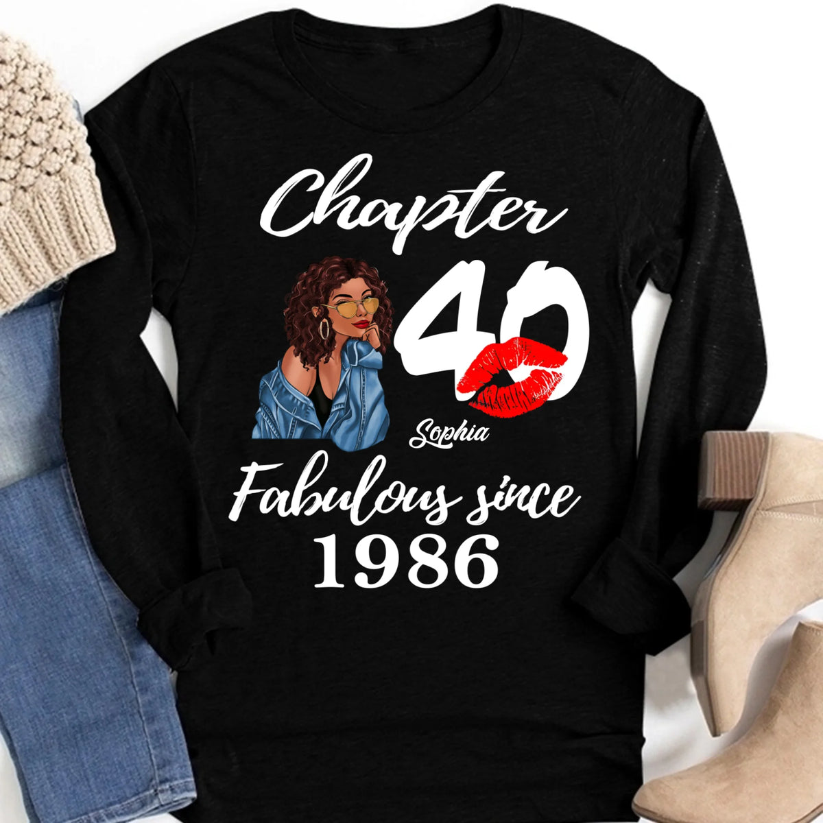 Chapter 40, Fabulous Since 1986 40th Birthday Unique T Shirt For Woman, Custom Birthday Shirt, Her Gifts For 40 Years Old , Turning 40 Birthday Cotton Shirt