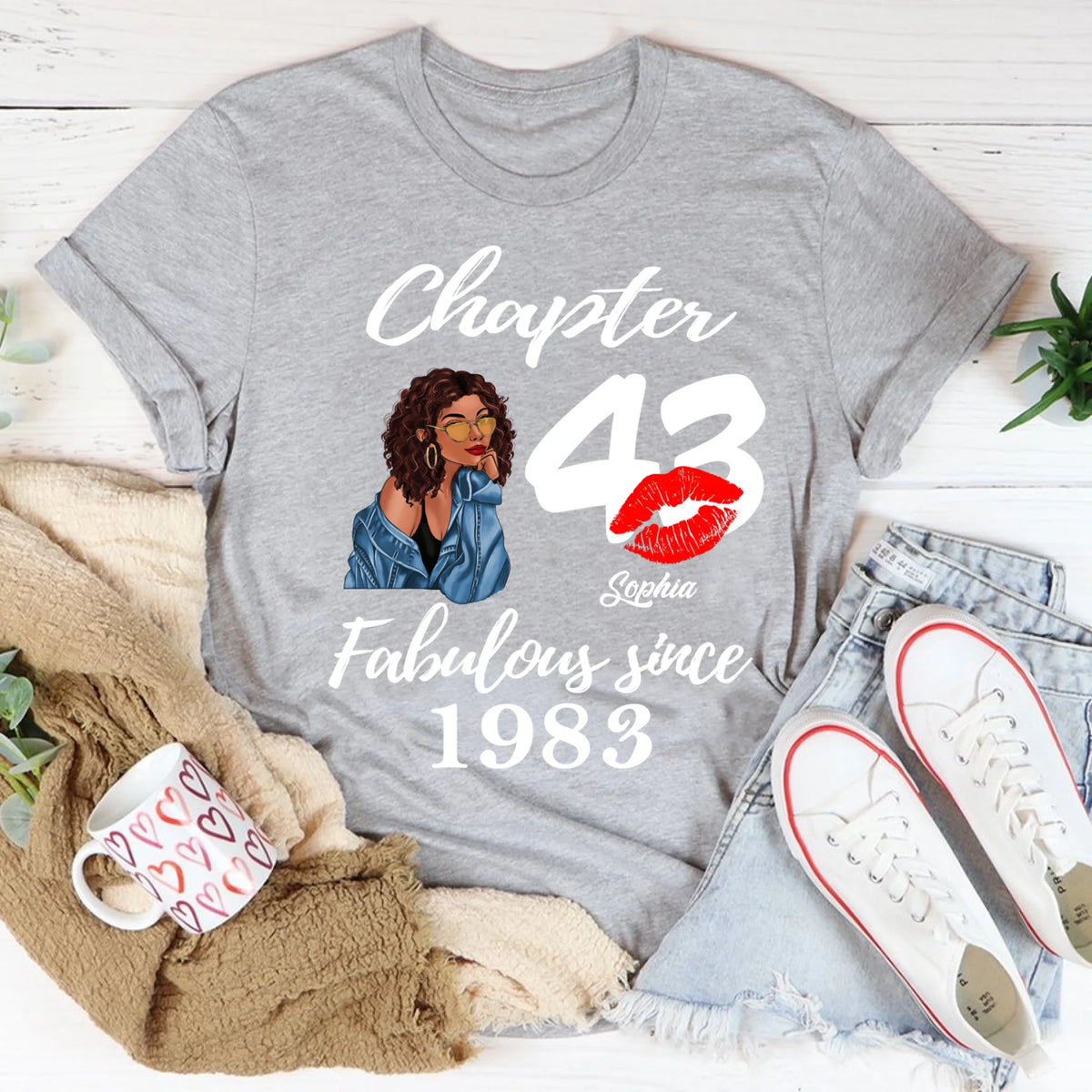Custom Birthday Shirts, Chapter 43, Fabulous Since 1983 43rd Birthday Unique T Shirt For Woman, Her Gifts For 43 Years Old, Turning 43 Birthday Cotton Shirt