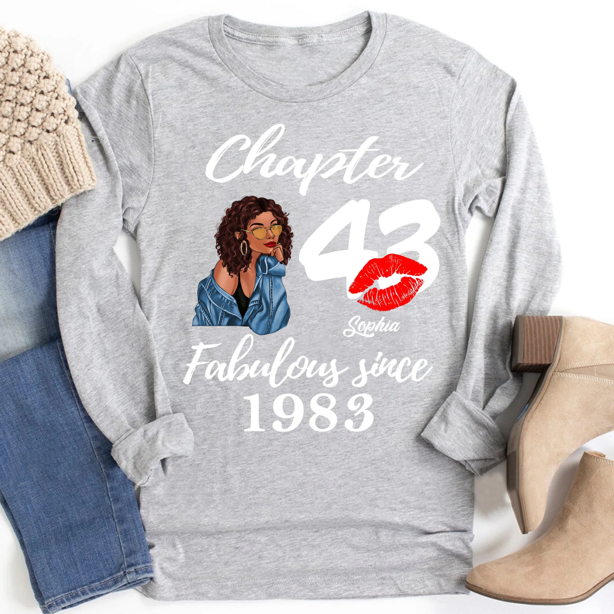 Custom Birthday Shirts, Chapter 43, Fabulous Since 1983 43rd Birthday Unique T Shirt For Woman, Her Gifts For 43 Years Old, Turning 43 Birthday Cotton Shirt