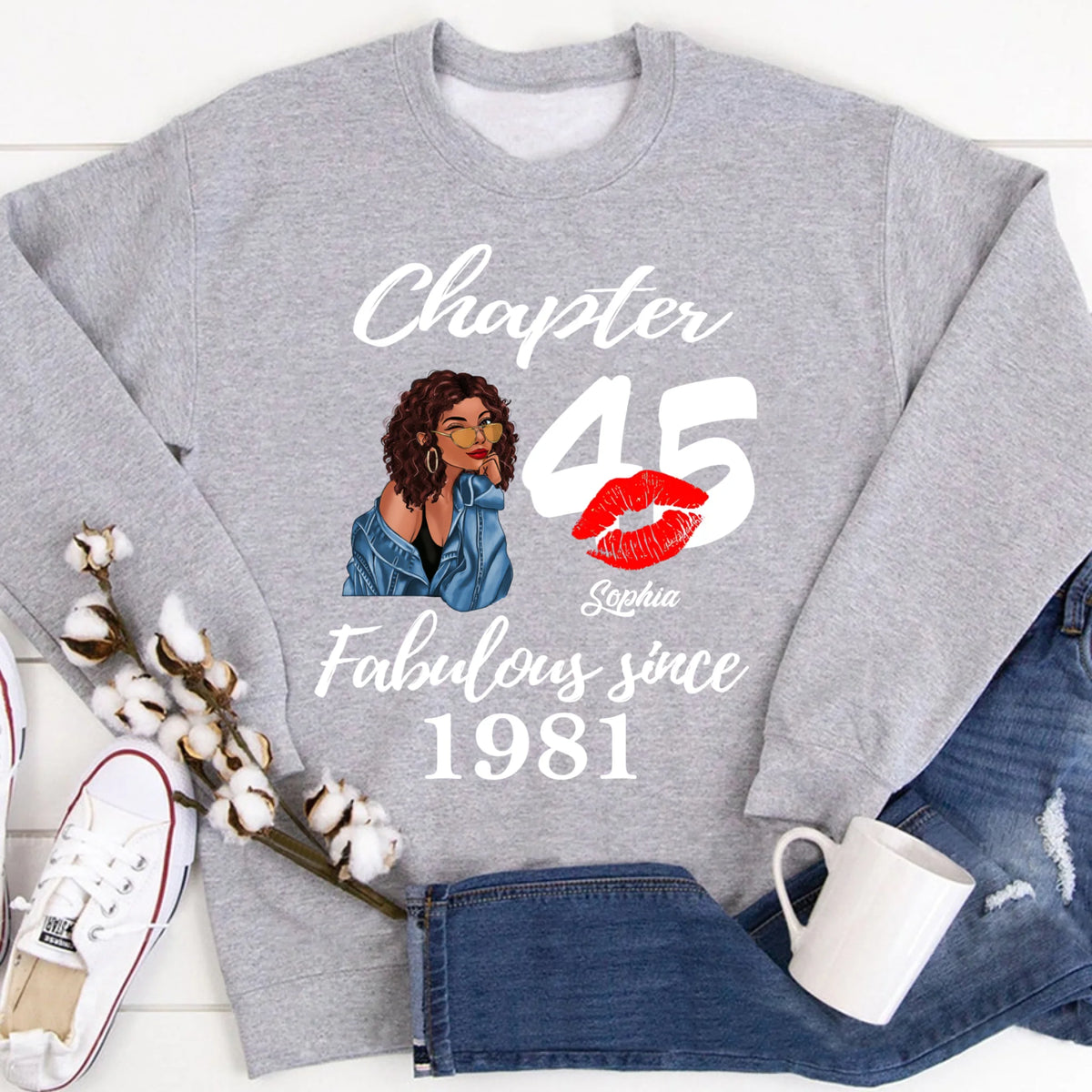 Custom Birthday Shirts, Chapter 45, Fabulous Since 1981 45th Birthday Unique T Shirt For Woman, Her Gifts For 45 Years Old, Turning 45 Birthday Cotton Shirt