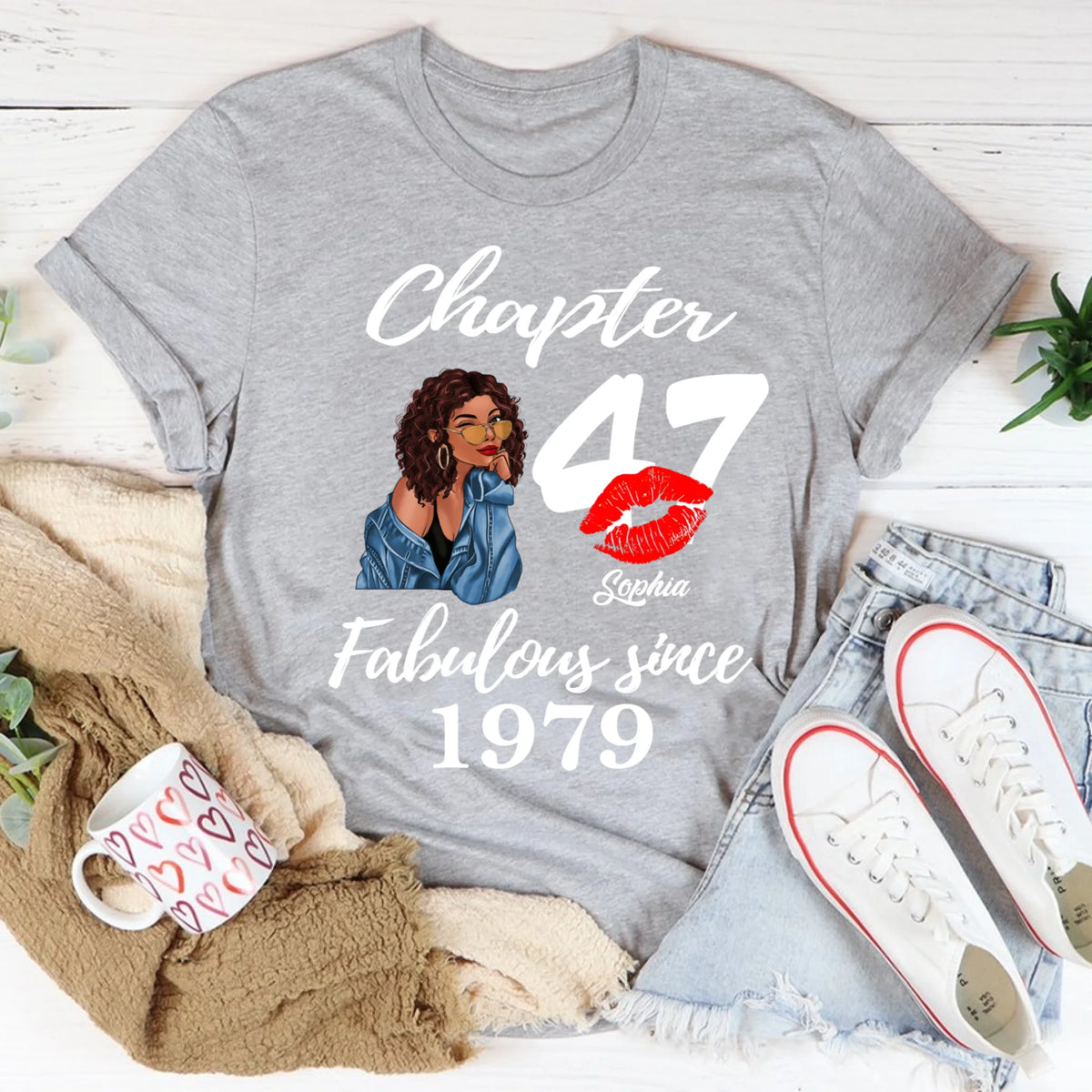 Custom Birthday Shirts, Chapter 47, Fabulous Since 1979 47th Birthday Unique T Shirt For Woman, Her Gifts For 47 Years Old, Turning 47 Birthday Cotton Shirt