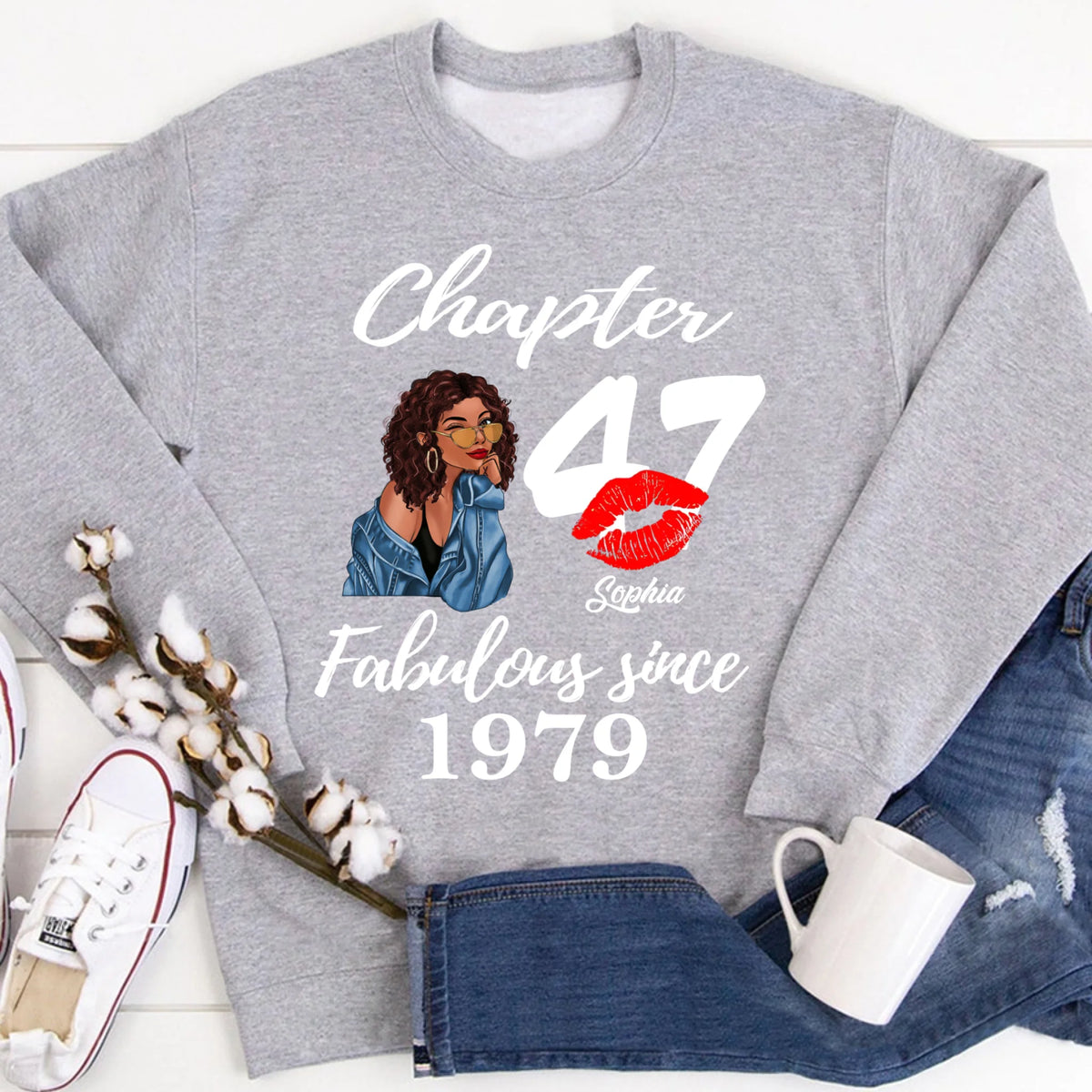 Custom Birthday Shirts, Chapter 47, Fabulous Since 1979 47th Birthday Unique T Shirt For Woman, Her Gifts For 47 Years Old, Turning 47 Birthday Cotton Shirt