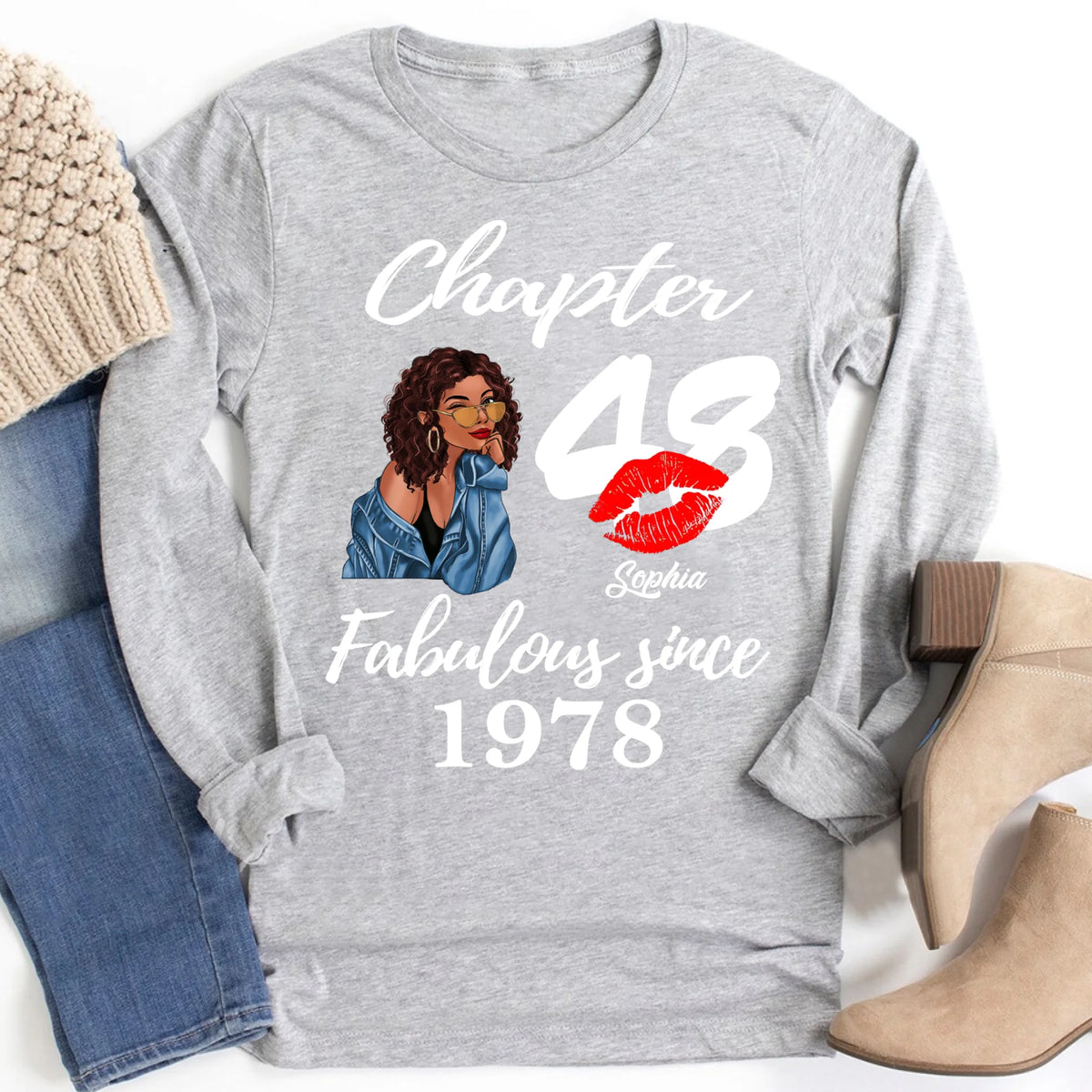 Custom Birthday Shirts, Chapter 48, Fabulous Since 1978 48th Birthday Unique T Shirt For Woman, Her Gifts For 48 Years Old, Turning 48 Birthday Cotton Shirt