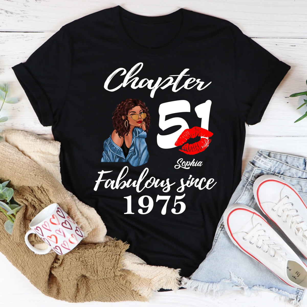 Custom Birthday Shirts, Chapter 51, Fabulous Since 1975 51st Birthday Unique T Shirt For Woman, Her Gifts For 51 Years Old, Turning 51 Birthday Cotton Shirt