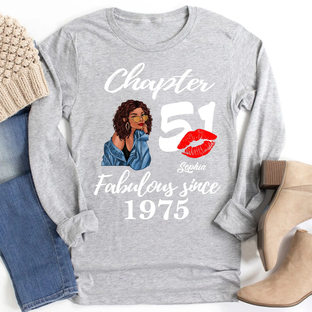 Custom Birthday Shirts, Chapter 51, Fabulous Since 1975 51st Birthday Unique T Shirt For Woman, Her Gifts For 51 Years Old, Turning 51 Birthday Cotton Shirt