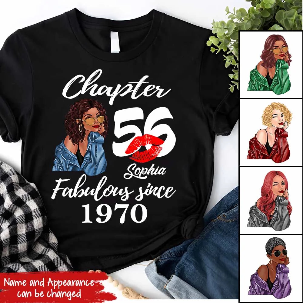 Custom Birthday Shirts, Chapter 56, Fabulous Since 1970 56th Birthday Unique T Shirt For Woman, Her Gifts For 56 Years Old, Turning 56 Birthday Cotton Shirt
