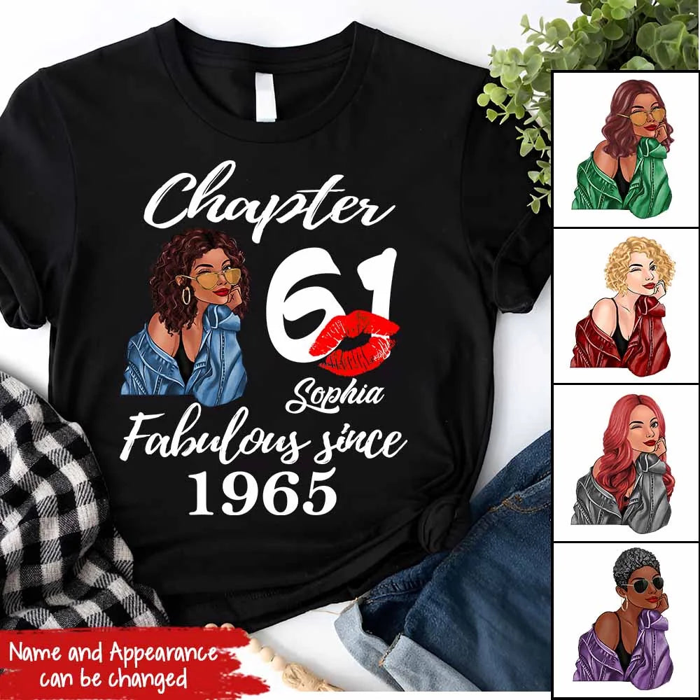 Custom Birthday Shirts, Chapter 61, Fabulous Since 1965 61st Birthday Unique T Shirt For Woman, Her Gifts For 61 Years Old, Turning 61 Birthday Cotton Shirt