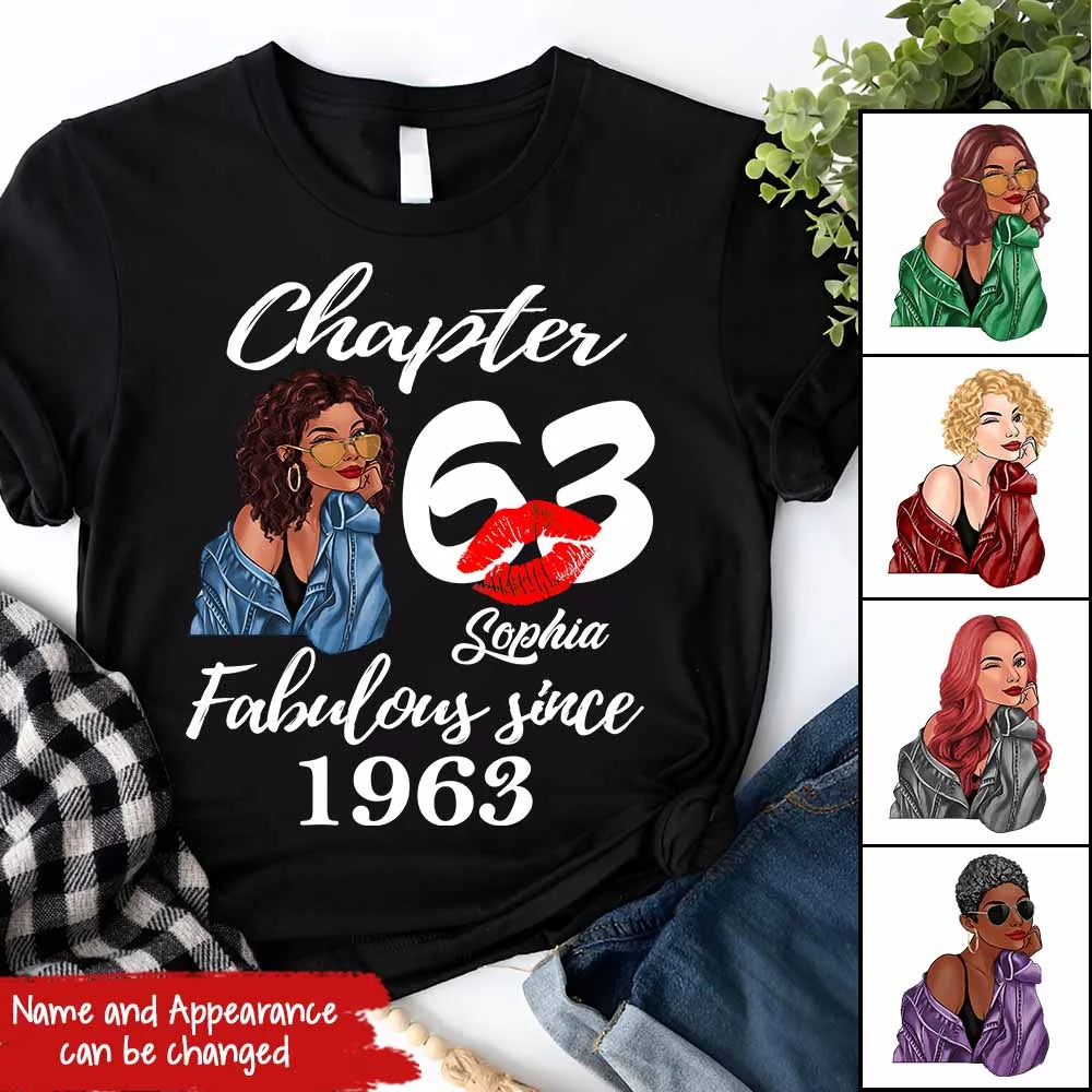 Custom Birthday Shirts, Chapter 63, Fabulous Since 1963 63rd Birthday Unique T Shirt For Woman, Her Gifts For 63 Years Old, Turning 63 Birthday Cotton Shirt