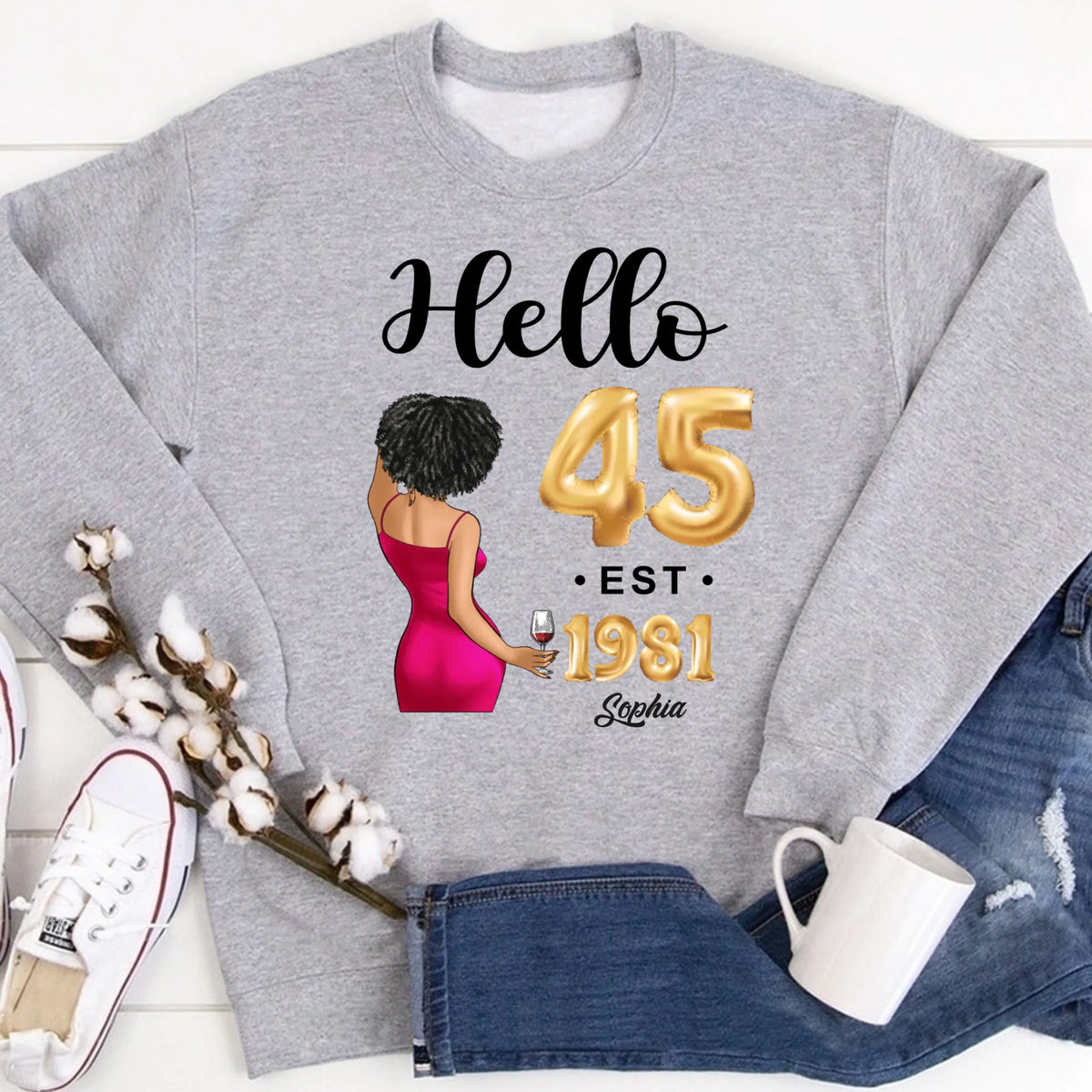 45th birthday shirts for her, Personalised 45th birthday gifts, 1981 t shirt, 45 and fabulous shirt, 45th birthday shirt ideas, gift ideas 45th birthday woman