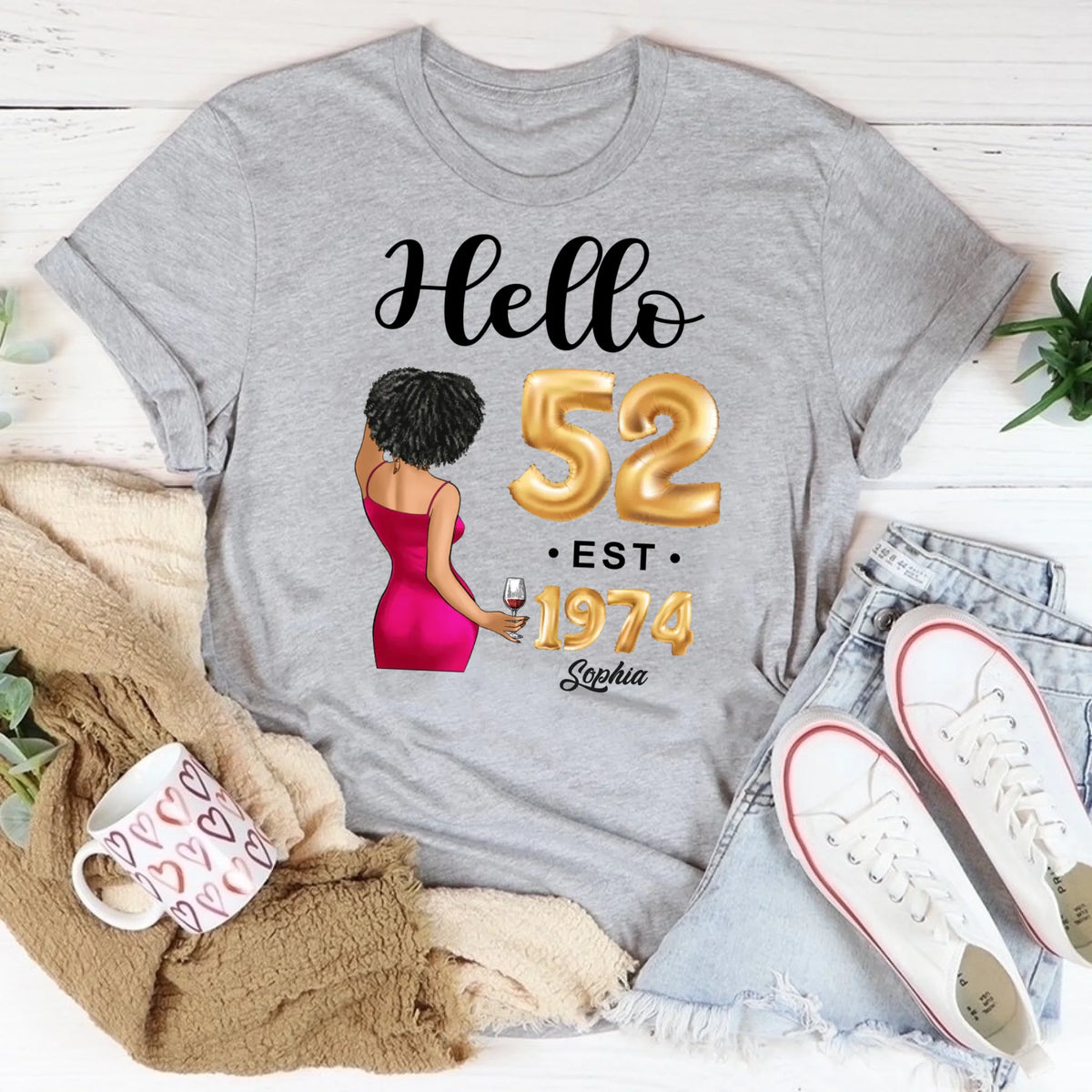 52nd birthday shirts for her, Personalised 52nd birthday gifts, 1974 t shirt, 52 and fabulous shirt, 52nd birthday shirt ideas, gift ideas 52nd birthday woman