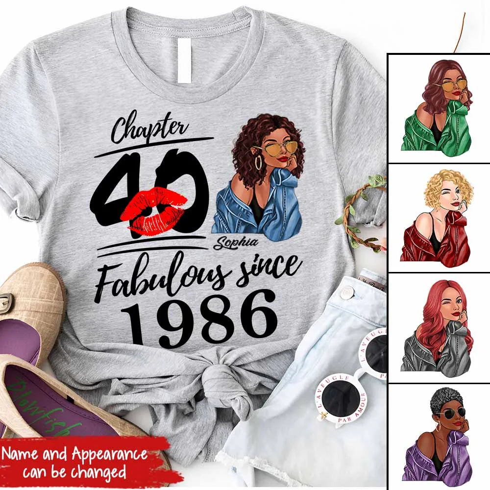 Chapter 40, Fabulous Since 1986 40th Birthday Unique T Shirt For Woman, Custom Birthday Shirt, Her Gifts For 40 Years Old , Turning 40 Birthday Cotton Shirt