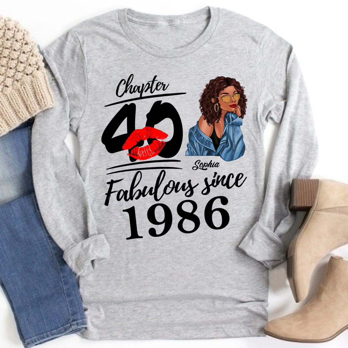Chapter 40, Fabulous Since 1986 40th Birthday Unique T Shirt For Woman, Custom Birthday Shirt, Her Gifts For 40 Years Old , Turning 40 Birthday Cotton Shirt