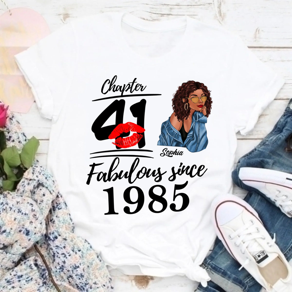 Chapter 41, Fabulous Since 1985 41st Birthday Unique T Shirt For Woman, Custom Birthday Shirt, Her Gifts For 41 Years Old , Turning 41 Birthday Cotton Shirt