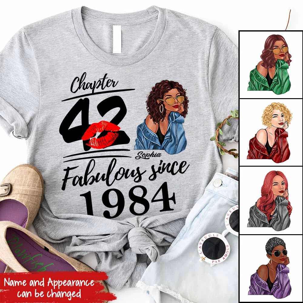 Chapter 42, Fabulous Since 1984 42nd Birthday Unique T Shirt For Woman, Custom Birthday Shirt, Her Gifts For 42 Years Old , Turning 42 Birthday Cotton Shirt