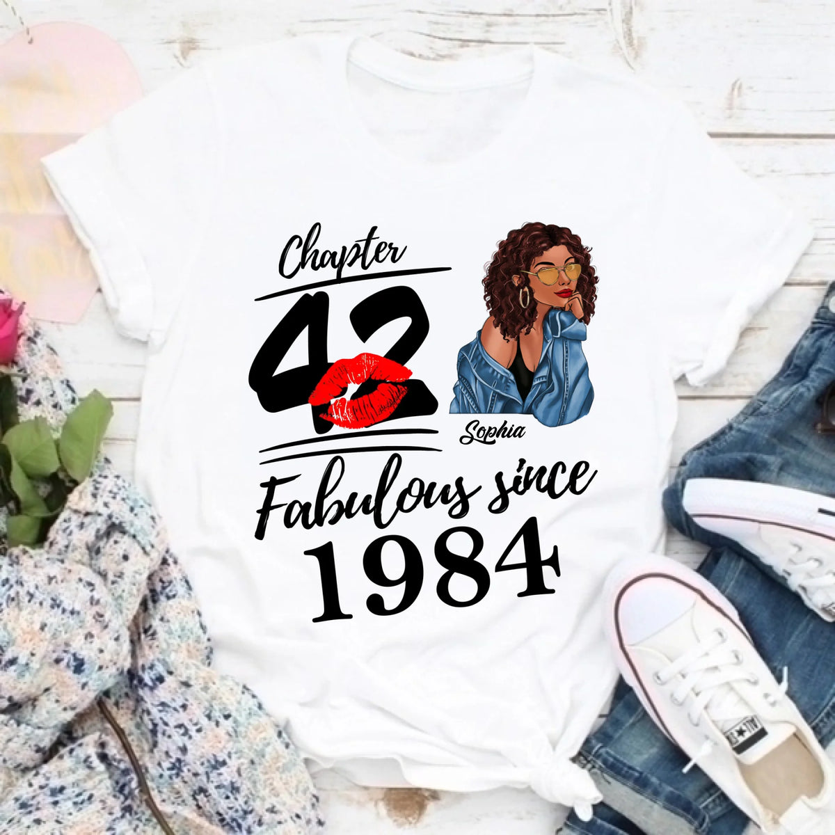 Chapter 42, Fabulous Since 1984 42nd Birthday Unique T Shirt For Woman, Custom Birthday Shirt, Her Gifts For 42 Years Old , Turning 42 Birthday Cotton Shirt