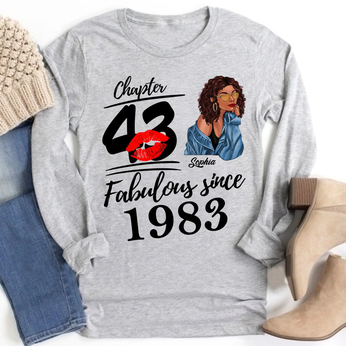 Chapter 43, Fabulous Since 1983 43rd Birthday Unique T Shirt For Woman, Custom Birthday Shirt, Her Gifts For 43 Years Old , Turning 43 Birthday Cotton Shirt