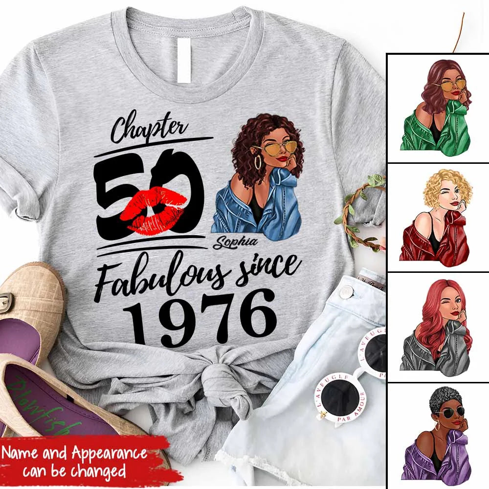 50th Birthday Shirts, Custom Birthday Shirts, Turning 50 Shirt, Gifts For Women Turning 50, 50 And Fabulous Shirt, 1976 Shirt, 50th Birthday Shirts For Her