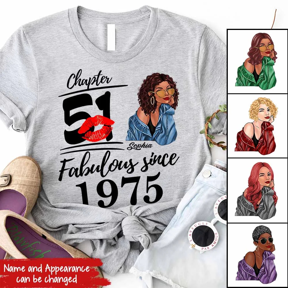 51st Birthday Shirts, Custom Birthday Shirts, Turning 51 Shirt, Gifts For Women Turning 51, 51 And Fabulous Shirt, 1975 Shirt, 51st Birthday Shirts For Her