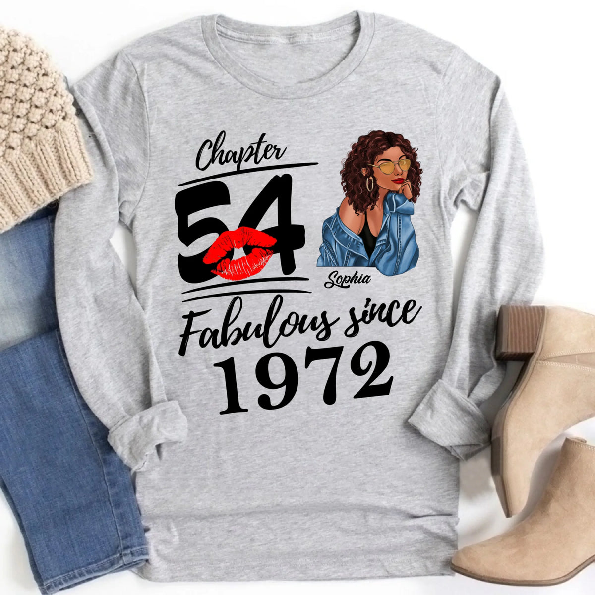 Chapter 54, Fabulous Since 1972 54th Birthday Unique T Shirt For Woman, Custom Birthday Shirt, Her Gifts For 54 Years Old , Turning 54 Birthday Cotton Shirt